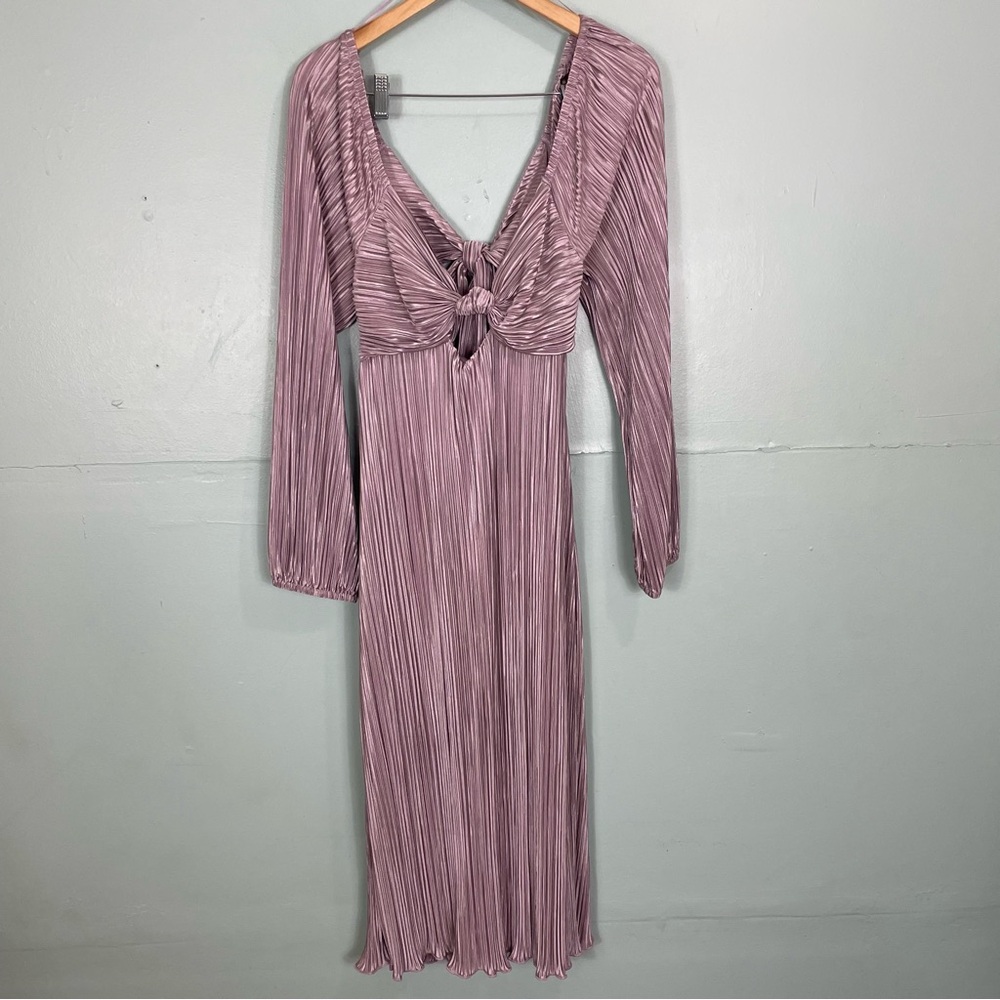 Baltic Born Amani Pleated Midi Dress in Lilac Purple Women Size XL Back Tie - Picture 3 of 11